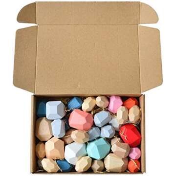 Balancing Wooden Stones Set - Colorful Educational Toy for All Ages