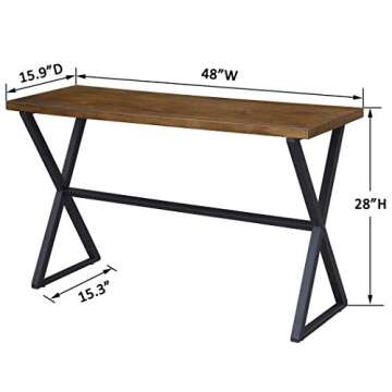 O&K Furniture Rectangular Farmhouse Accent Console Sofa Table with X-Legs for Living Room, Hallway a...