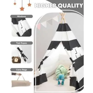 Teepee Tent for Kids – Portable Cotton Canvas Playhouse