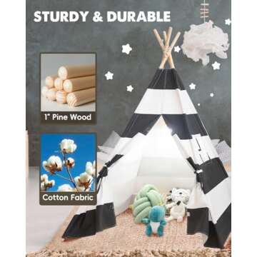 Teepee Tent for Kids – Portable Cotton Canvas Playhouse