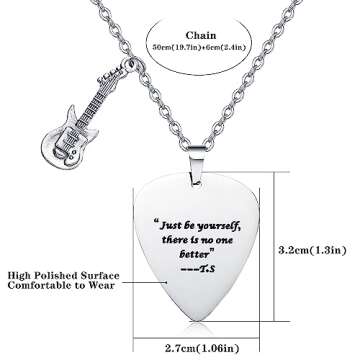 COTATI Quotes Guitar Pick Necklace Outfits Jewelry Accessories Inspired Fans Gift Merch (Just be yourself, there is no one better)