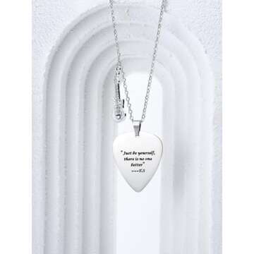 COTATI Quotes Guitar Pick Necklace Outfits Jewelry Accessories Inspired Fans Gift Merch (Just be yourself, there is no one better)