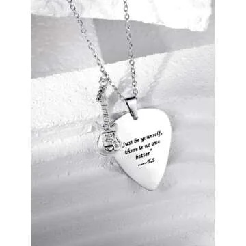 COTATI Quotes Guitar Pick Necklace Outfits Jewelry Accessories Inspired Fans Gift Merch (Just be yourself, there is no one better)