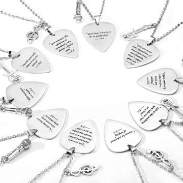 COTATI Quotes Guitar Pick Necklace Outfits Jewelry Accessories Inspired Fans Gift Merch (Just be yourself, there is no one better)