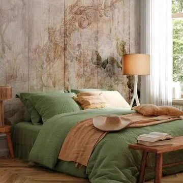 artgeist Wall Mural Flower 116x83 in - Peel and Stick Self-Adhesive Wallpaper Removable Large Sticker Foil Wall Decor Print Design Mural Nature Faux Wood Bird Vintage f-A-10065-a-a