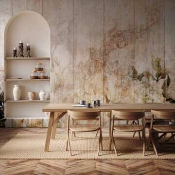 artgeist Wall Mural Flower 116x83 in - Peel and Stick Self-Adhesive Wallpaper Removable Large Sticker Foil Wall Decor Print Design Mural Nature Faux Wood Bird Vintage f-A-10065-a-a