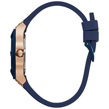 GUESS Women's Rose Gold-Tone Dial with Iconic Blue Stain Resistant Silicone Strap (Model: U0571L1)