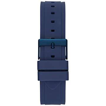 GUESS Women's Rose Gold-Tone Dial with Iconic Blue Stain Resistant Silicone Strap (Model: U0571L1)