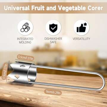 Red Bell Pepper Seed Corer, Fruit and Vegetable Corer Tool 2024 Upgraded Stainless Steel Apple Corer...