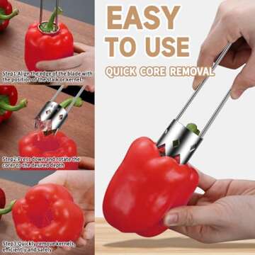 Red Bell Pepper Seed Corer, Fruit and Vegetable Corer Tool 2024 Upgraded Stainless Steel Apple Corer Remover Tool Bell Pepper Corer Tomato Corer Tool for Vegetable Fruit Corer Kitchen Gadget (1pcs)