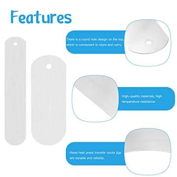 Hotop 4 Pieces Sublimation Socks Jigs Blanks Polyester Metal Insert Straight Crew Sock Jigs Dye Prin...