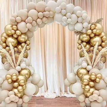 DataMoon 129 Pcs White Gold Balloon Arch Kit for Every Occasion