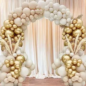 DataMoon 129 Pcs White Gold Balloon Arch Kit for Every Occasion