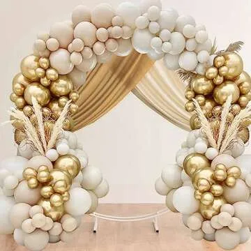 DataMoon 129 Pcs White Gold Balloon Arch Kit for Every Occasion