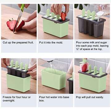 Popsicle Molds Sets Reusable Ice Pop Makers with Standing Tray and Reusable Sticks, Easy-release Durable Ice Cream DIY Pop Molds fun for Kids and Adults, Dishwasher Safe(Light Green)