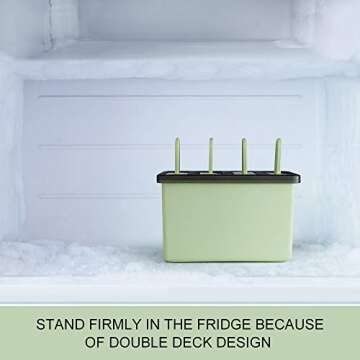 Popsicle Molds Sets Reusable Ice Pop Makers with Standing Tray and Reusable Sticks, Easy-release Durable Ice Cream DIY Pop Molds fun for Kids and Adults, Dishwasher Safe(Light Green)