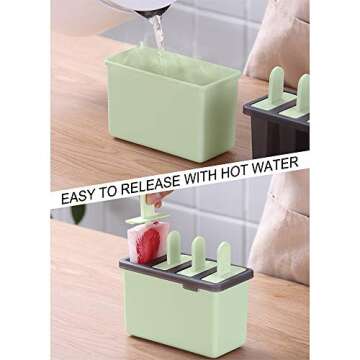 Popsicle Molds Sets Reusable Ice Pop Makers with Standing Tray and Reusable Sticks, Easy-release Durable Ice Cream DIY Pop Molds fun for Kids and Adults, Dishwasher Safe(Light Green)