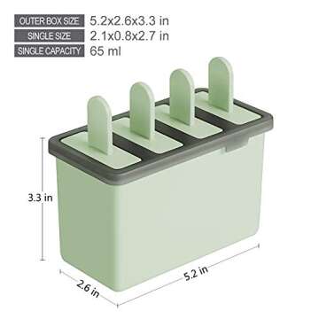 Popsicle Molds Sets Reusable Ice Pop Makers with Standing Tray and Reusable Sticks, Easy-release Durable Ice Cream DIY Pop Molds fun for Kids and Adults, Dishwasher Safe(Light Green)