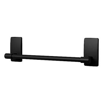 Matte Black Command Towel Bar with Water Resistant Strips
