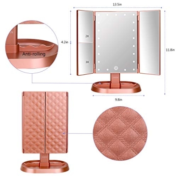 Lighted Trifold Vanity Makeup Mirror with 21 LEDs