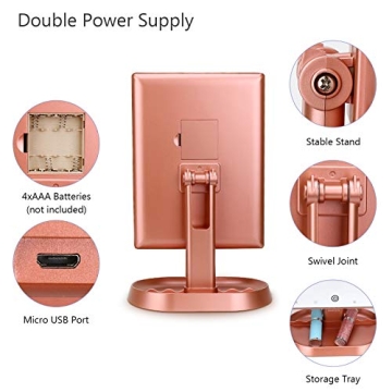 Lighted Trifold Vanity Makeup Mirror with 21 LEDs