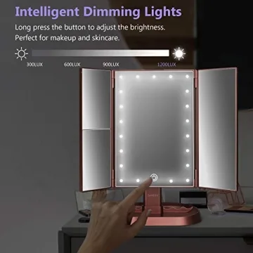 Lighted Trifold Vanity Makeup Mirror with 21 LEDs