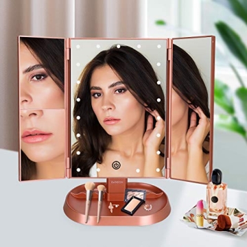 Lighted Trifold Vanity Makeup Mirror with 21 LEDs