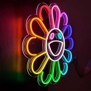 FARNEW Sunflower Smile Face Neon Sign for Vibrant Decor