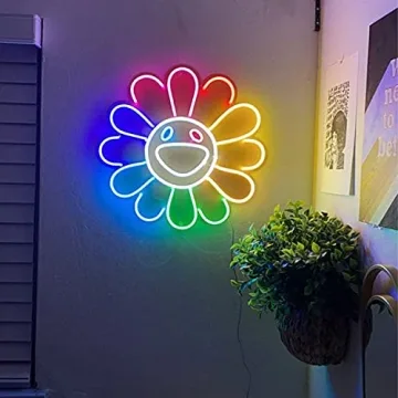FARNEW Sunflower Smile Face Neon Sign for Vibrant Decor