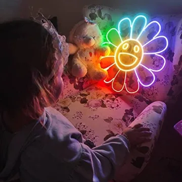 FARNEW Sunflower Smile Face Neon Sign for Vibrant Decor
