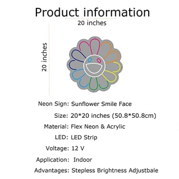 FARNEW Sunflower Smile Face Neon Sign for Vibrant Decor