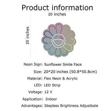 FARNEW Sunflower Smile Face Neon Sign for Vibrant Decor