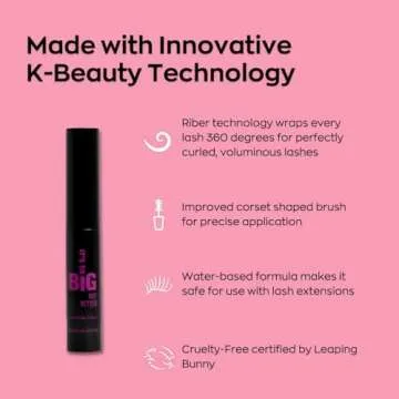 Elizabeth Mott Black Volumizing Mascara Set – Smudge-Proof, Water-Resistant, Lengthening Fiber Formula with Hourglass Wand – Cruelty-Free, Safe for Lash Extensions – Travel-Size Mini Trio, 4ml Each