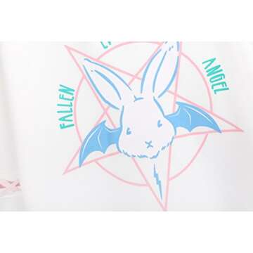 Harajuku Fashion Cute Rabbit Kawaii Hoody Casual Loose Long Sleeve Tracksuit,White