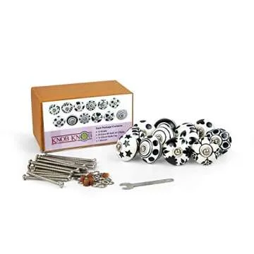 KnobKnob Set of 12 Handmade Ceramic Knobs | 3 Colour Design Ceramic Cabinet Knobs | Drawer Pulls for...