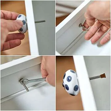 KnobKnob Set of 12 Handmade Ceramic Knobs | 3 Colour Design Ceramic Cabinet Knobs | Drawer Pulls for Home, Kitchen, Bathroom or Office | Drawer Knobs Come with Wrench, Screw Cap & Extra Screws (Black)