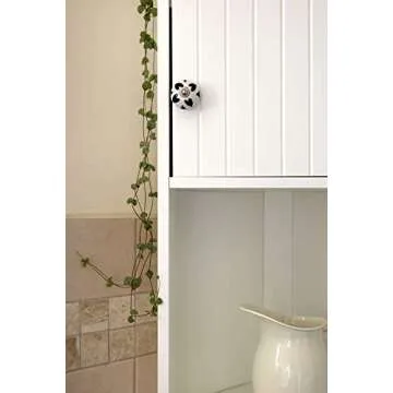 KnobKnob Set of 12 Handmade Ceramic Knobs | 3 Colour Design Ceramic Cabinet Knobs | Drawer Pulls for Home, Kitchen, Bathroom or Office | Drawer Knobs Come with Wrench, Screw Cap & Extra Screws (Black)