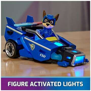 Paw Patrol: The Mighty Movie, Toy Car with Chase Mighty Pups Action Figure, Lights and Sounds, Kids ...