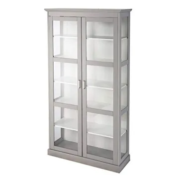 SEI Furniture Bardonton Tall Curio Cabinet - Elegant Grey/White Display Storage