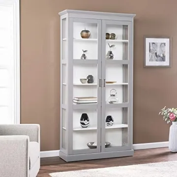 SEI Bardonton Curio Cabinet - Modern Grey/White Design