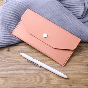 Molain Leather Cash Envelopes, Money Envelope Reusable Waterproof Budget Envelope (pink)