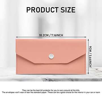 Molain Leather Cash Envelopes, Money Envelope Reusable Waterproof Budget Envelope (pink)