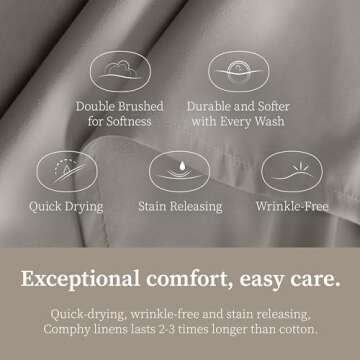 Coop Home Goods Comphy SoftSpa Bed Sheet Set of 4 Pieces, Dove Grey Queen, Super Soft Queen Sheets, Flat and Fitted, Luxury Spa and Hotel Quality Bed Sheets and Pillowcase Set