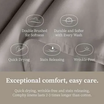 Coop Home Goods Comphy SoftSpa Bed Sheet Set of 4 Pieces, Dove Grey Queen, Super Soft Queen Sheets, Flat and Fitted, Luxury Spa and Hotel Quality Bed Sheets and Pillowcase Set