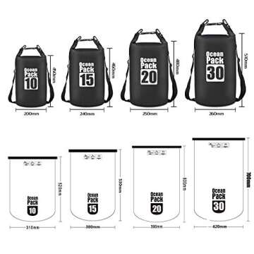 MR.LION Floating Waterproof Dry Bag 10L 20L 30L, Roll Top Dry Sack Keeps Gear Dry for Kayaking, Rafting, Boating, Swimming, Camping, Hiking, Fishing, Beach with Waterproof Phone Case (Black, 20L)