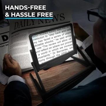 Hands-Free 5X Magnifier with LED & Detachable Stand