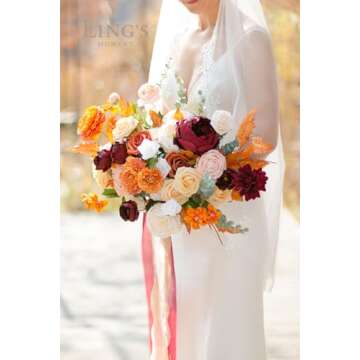 Ling's Moment Terracotta Artificial Flowers Greenery Deluxe Box Set, Burnt Orange Fake Flower for DIY Wedding Bridal Bouquet, Centerpieces Decor, Floral Arrangement Decor, etc.