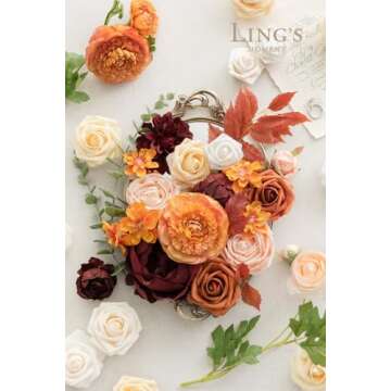 Ling's Moment Terracotta Artificial Flowers Greenery Deluxe Box Set, Burnt Orange Fake Flower for DIY Wedding Bridal Bouquet, Centerpieces Decor, Floral Arrangement Decor, etc.