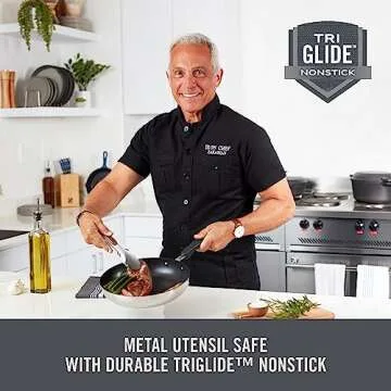 Zakarian 12' TruPro Nonstick Stainless Steel Fry Pan - Black