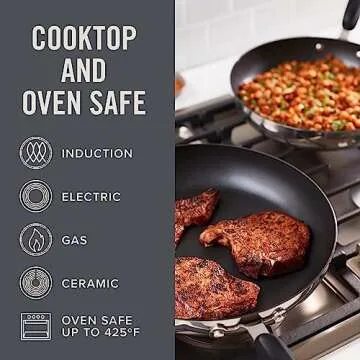 Zakarian 12' TruPro Nonstick Stainless Steel Fry Pan - Black